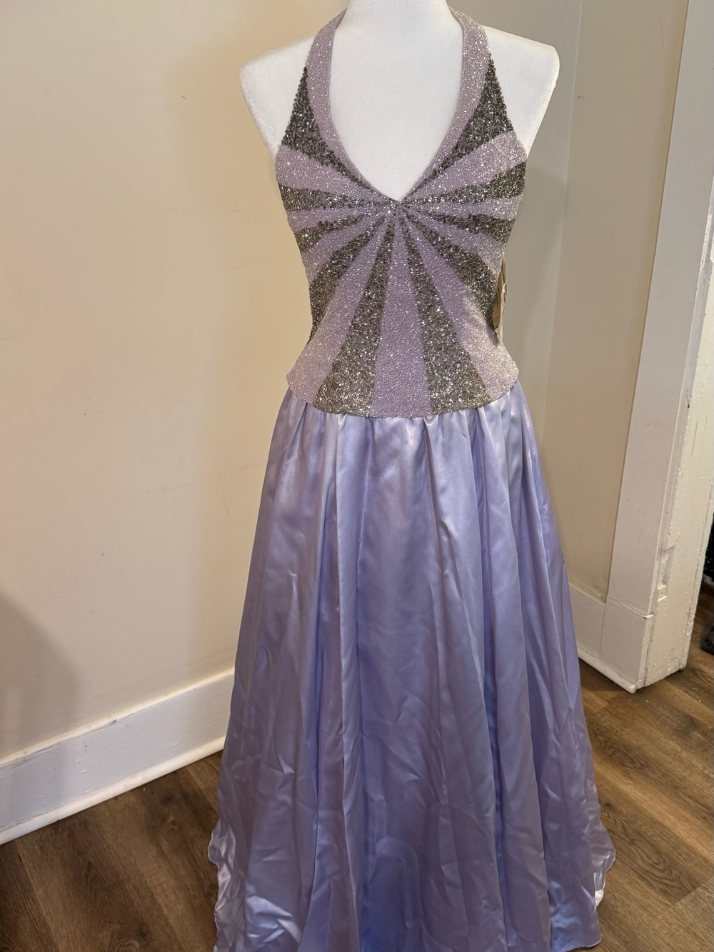 Jè Matadi Beaded Halter Top in Lilac and Silver